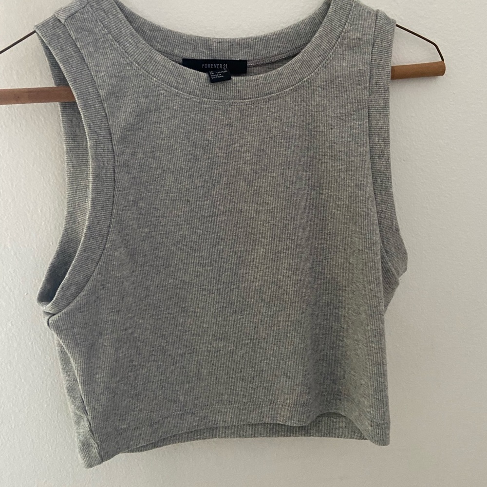 Forever 21 Grey High Neck Crop Top